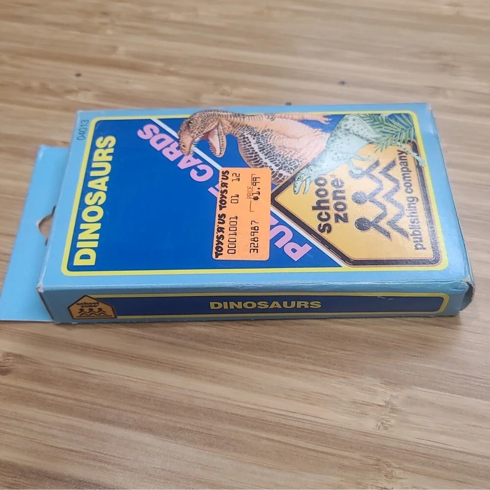 Vintage DINOSAURS Puzzle Cards from School Zone Flash Cards Home Schooling
